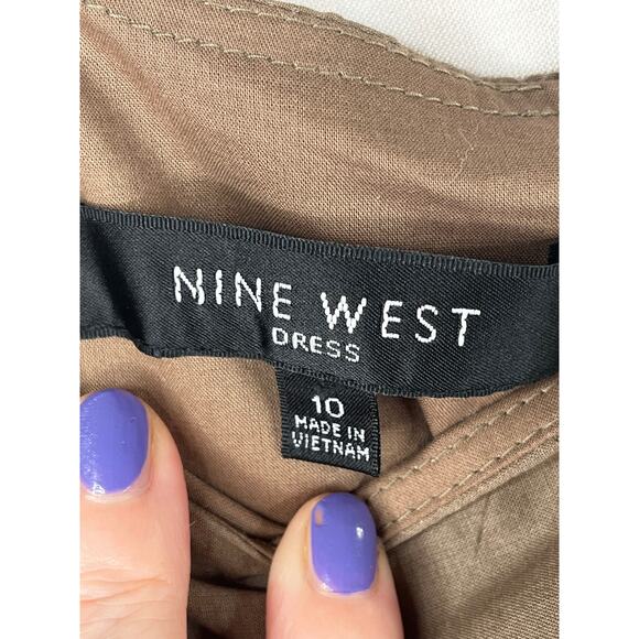 Nine West sleeveless polka dot dress brown/white, size 10, EUC - Picture 2 of 11